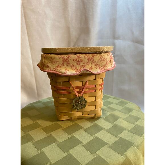 Longaberger 2004 Horizon of Hope /A.C.S. Basket w/Liner, Protector, Lid & Tie-On - Picture 3 of 16